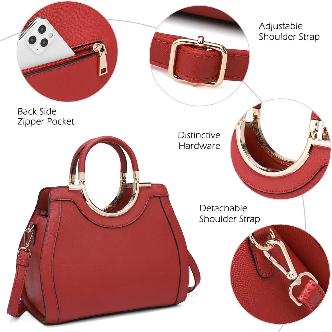 LJOSEIND Women’s Handbags Designer Purses Satchel Totes Structured Shoulder Bags