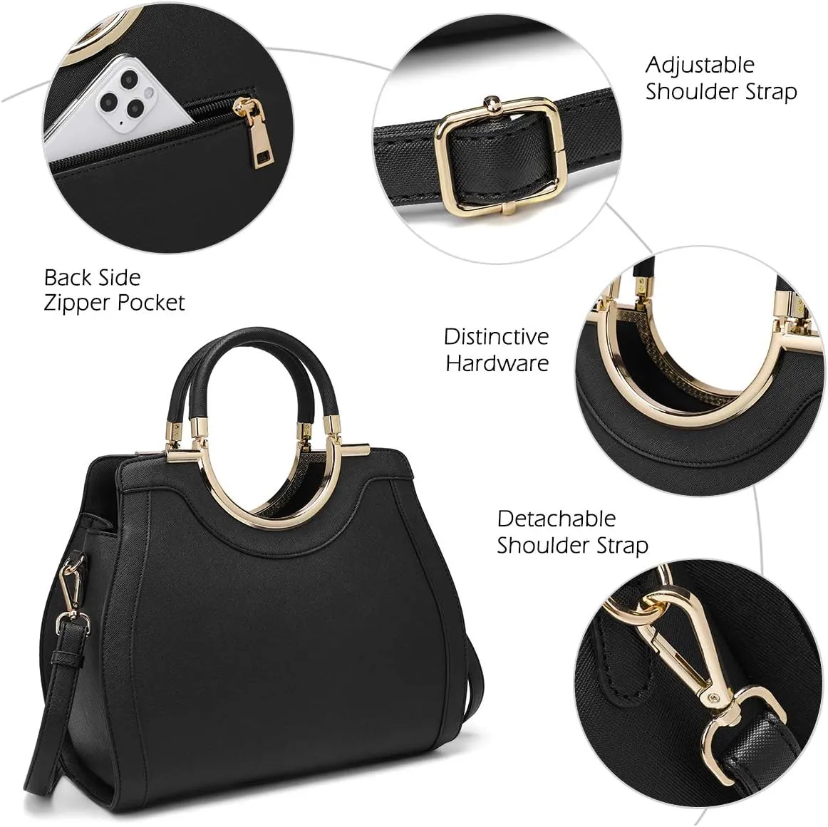 LJOSEIND Women’s Handbags Designer Purses Satchel Totes Structured Shoulder Bags