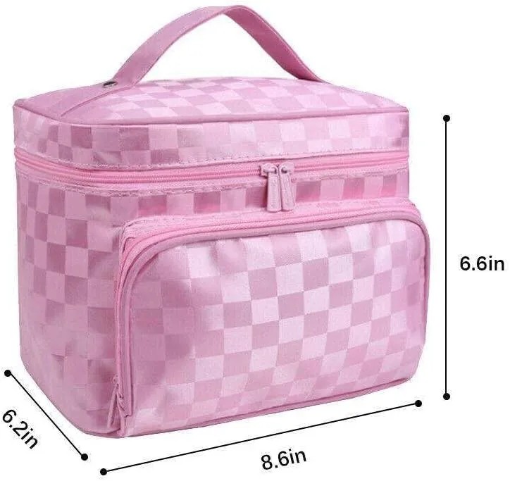 LKOP Large Travel Makeup Bag Professional Cosmetic Case Storage Handle Organizer Kit Pink Cosmetic-display-cases Makeup organizer Bathroom organizer Makeup bag Storage cabinet Bathroom storage