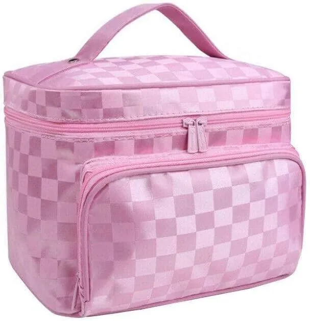 LKOP Large Travel Makeup Bag Professional Cosmetic Case Storage Handle Organizer Kit Pink Cosmetic-display-cases Makeup organizer Bathroom organizer Makeup bag Storage cabinet Bathroom storage