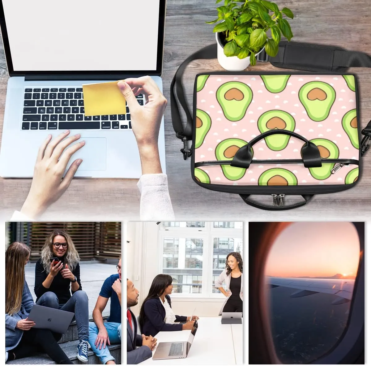 Love Letters Laptop Shoulder Messenger Bag Waterproof Laptop Briefcase Handle Padded Strap