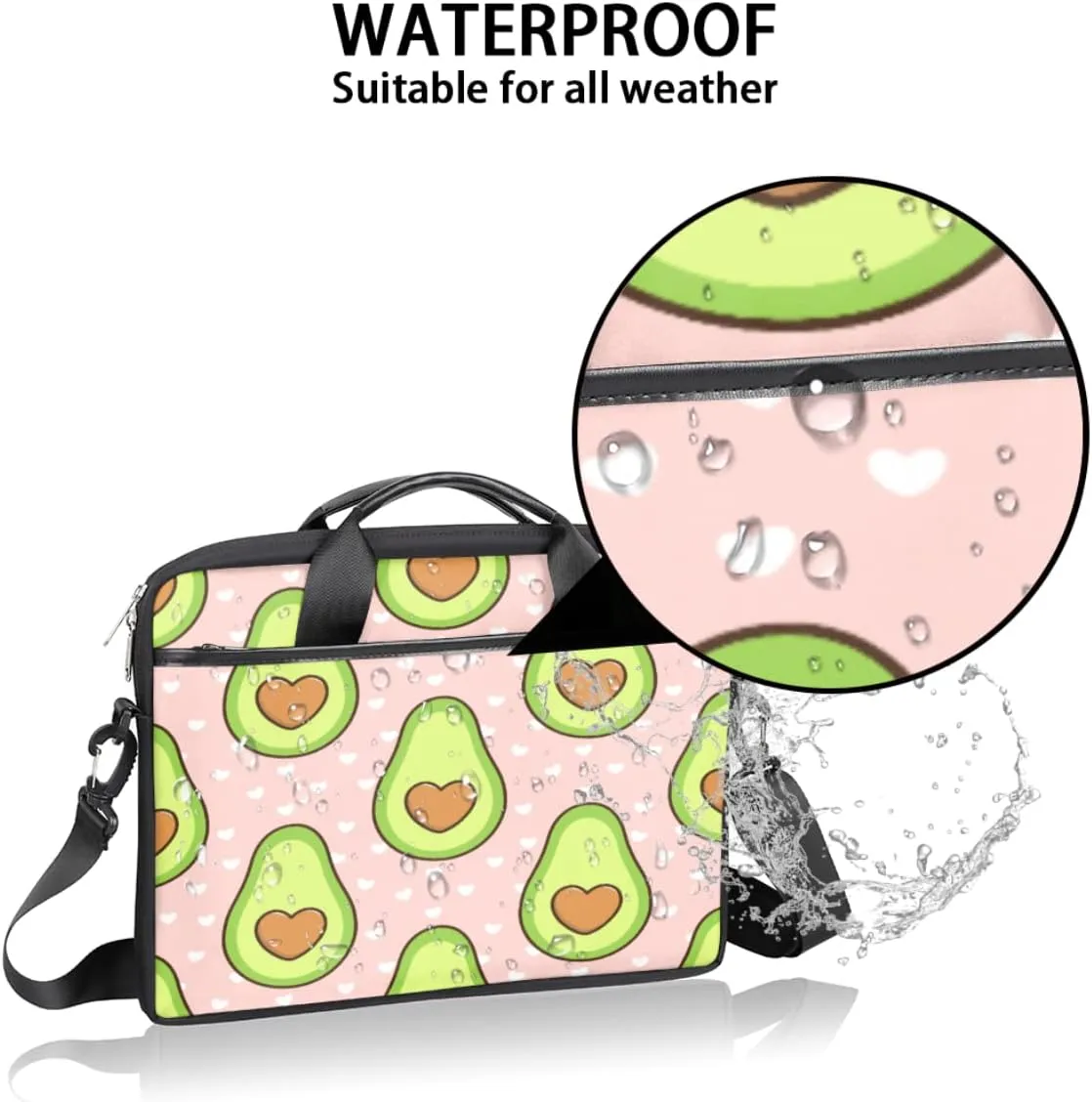 Love Letters Laptop Shoulder Messenger Bag Waterproof Laptop Briefcase Handle Padded Strap