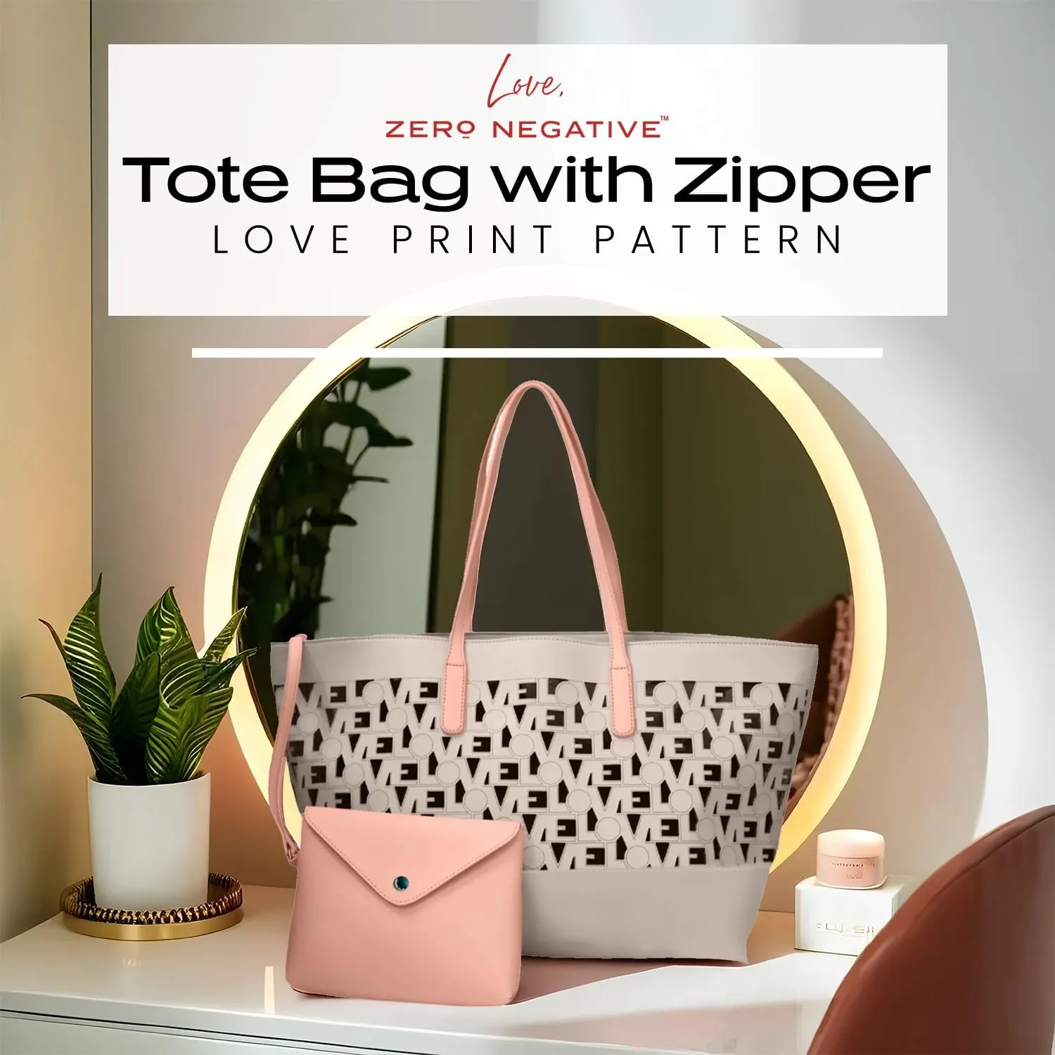 Love Tote | Designer Shoulder Bag | Large Totes for Women | Purses for Women | Vegan Leather Tote Bag | Removable Clutch