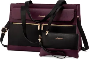 LOVEVOOK Laptop Bag for Women 15.6 Inch Tote Work Professional Leather Computer Briefcase Waterproof Handbag Shoulder Large Capacity Business Teacher Office Crossbody Purse