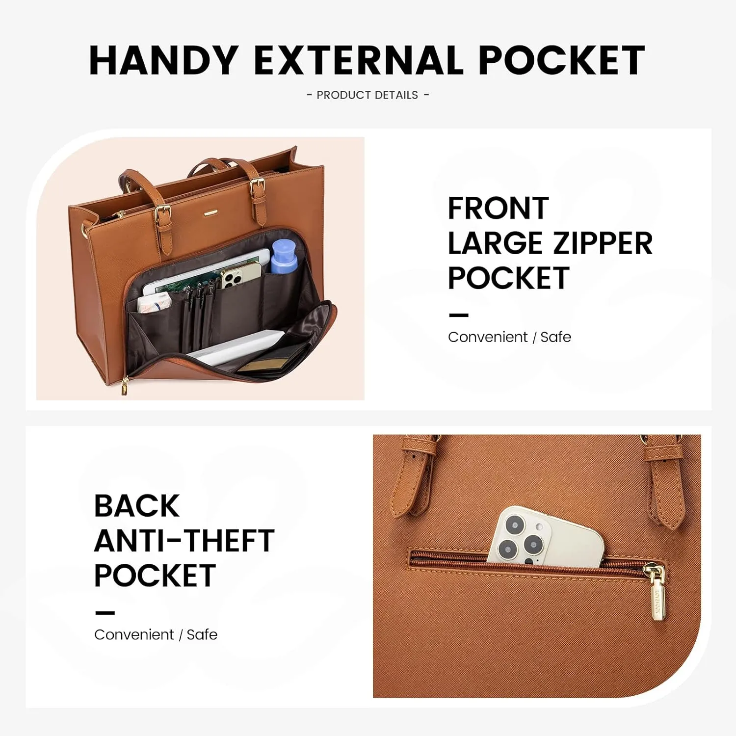 LOVEVOOK Laptop Bag for Women 15.6 inch Waterproof Work Tote Bag Briefcase with USB Charging Port PU Leather Computer Handbag Shoulder Bag Large Professional Teacher Bag for Travel Business School
