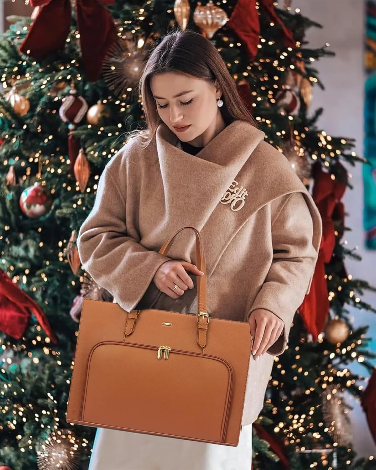 LOVEVOOK Laptop Bag for Women 15.6 inch Waterproof Work Tote Bag Briefcase with USB Charging Port PU Leather Computer Handbag Shoulder Bag Large Professional Teacher Bag for Travel Business School