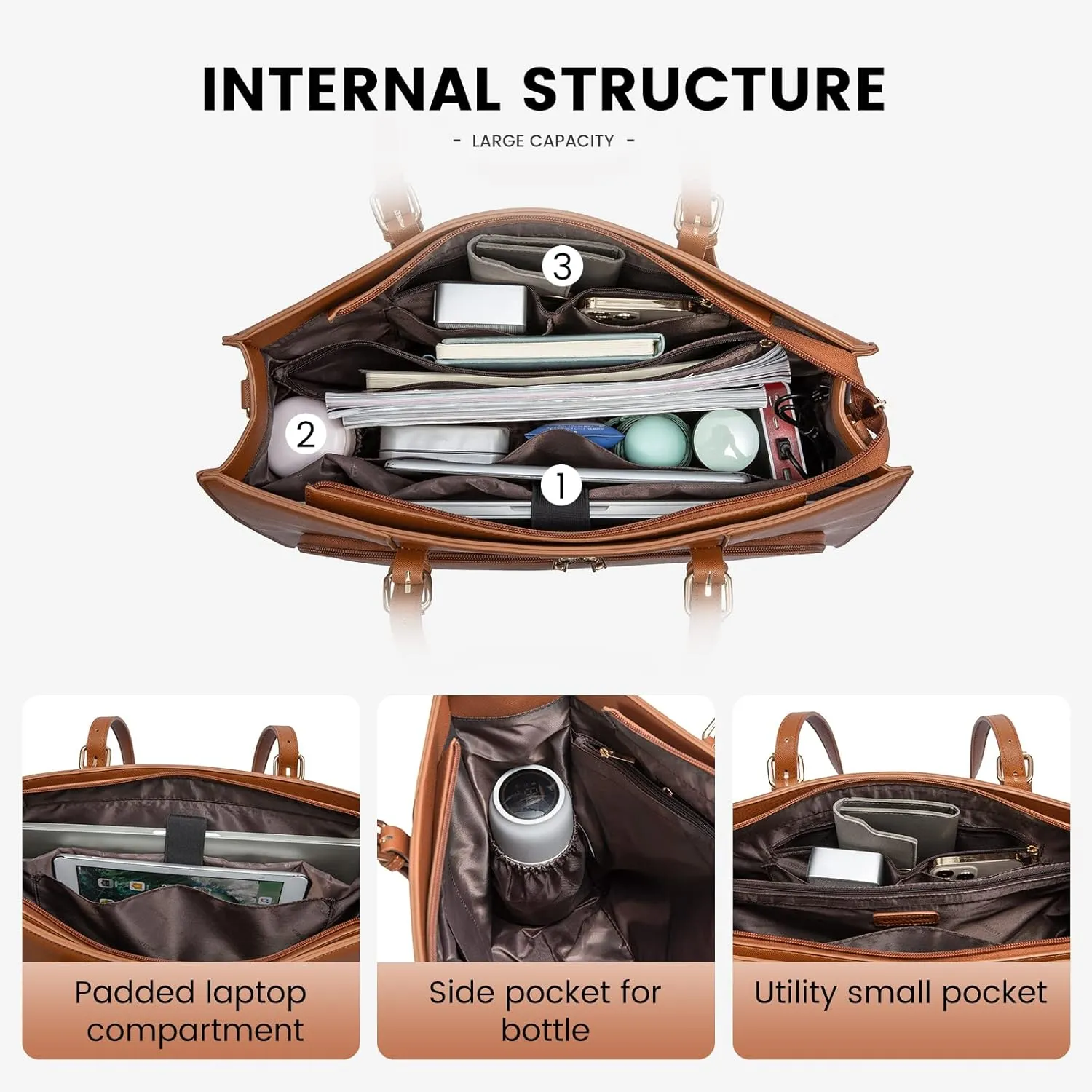 LOVEVOOK Laptop Bag for Women 15.6 inch Waterproof Work Tote Bag Briefcase with USB Charging Port PU Leather Computer Handbag Shoulder Bag Large Professional Teacher Bag for Travel Business School