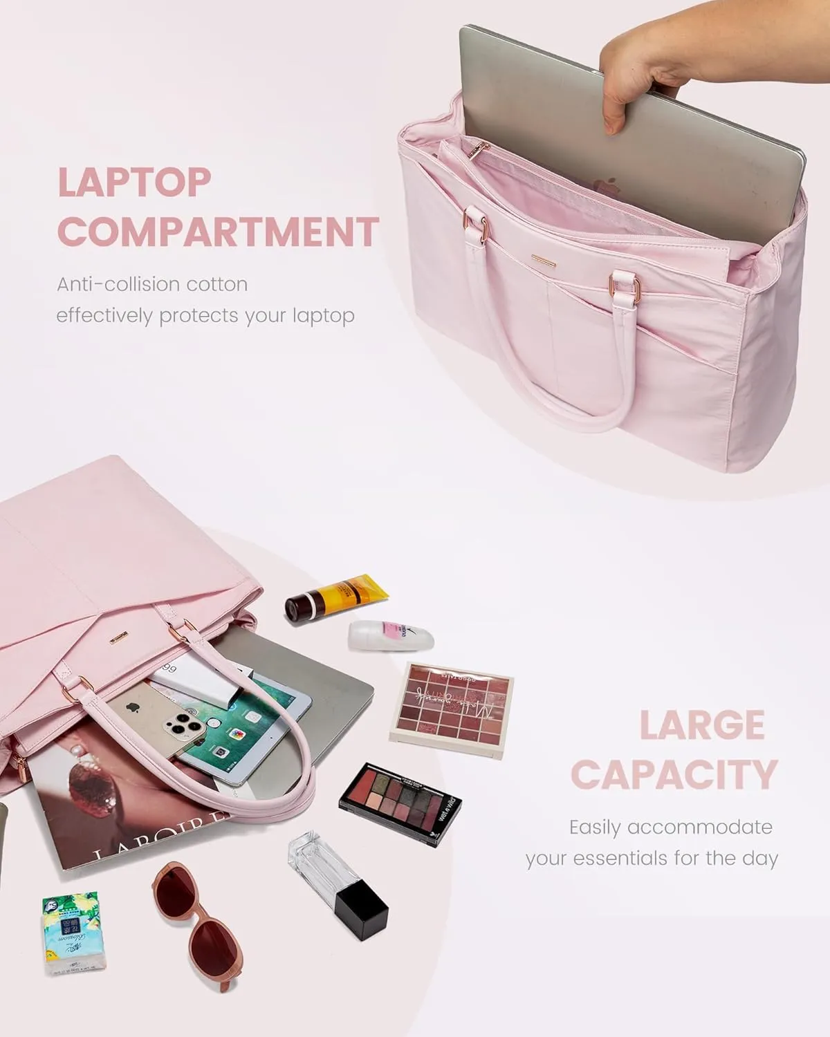 LOVEVOOK Laptop Tote Bag for Women Work, 15.6inch Work Teacher Tote Bag, Large Capacity Computer Briefcase Bags Shoulder Bag for Office Travel