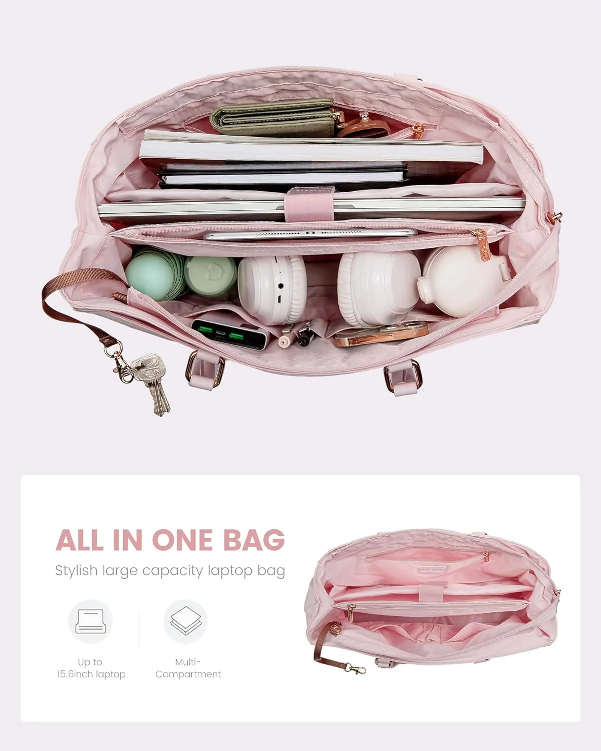 LOVEVOOK Laptop Tote Bag for Women Work, 15.6inch Work Teacher Tote Bag, Large Capacity Computer Briefcase Bags Shoulder Bag for Office Travel