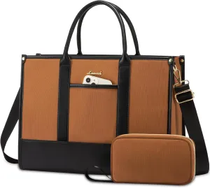 LOVEVOOK Laptop Tote Bags for Women Work Bag 15.6 inch Large Professional Teacher Purse Lightweight Computer Bag Briefcase Business Office, Brown-black