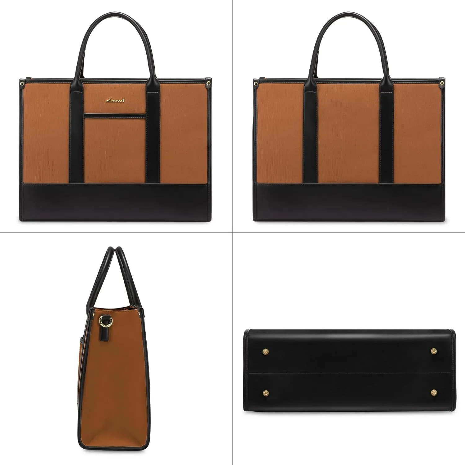 LOVEVOOK Laptop Tote Bags for Women Work Bag 15.6 inch Large Professional Teacher Purse Lightweight Computer Bag Briefcase Business Office, Brown-black