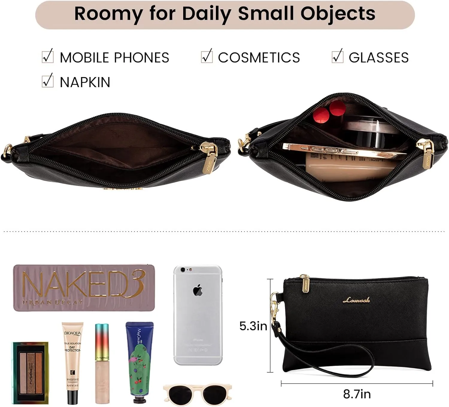 LOVEVOOK Laptop Tote for Women - 15.6 Inch Professional Leather Computer Briefcase, Waterproof Handbag, Large Capacity Business Teacher Office Bag, Crossbody Purse - Black