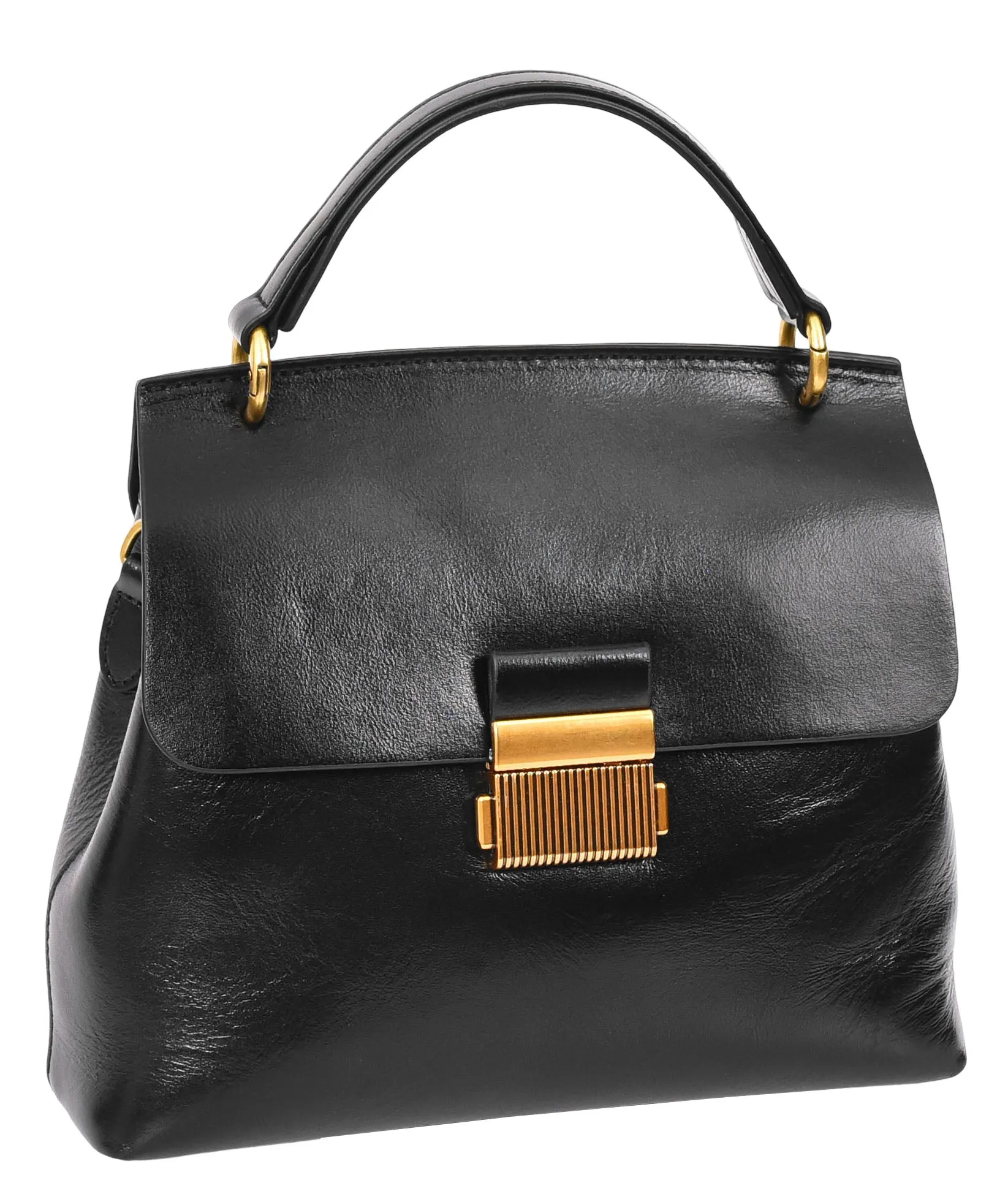 Lucena Women's Small Real Leather Shoulder Handbag Black