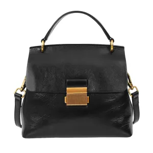 Lucena Women's Small Real Leather Shoulder Handbag Black