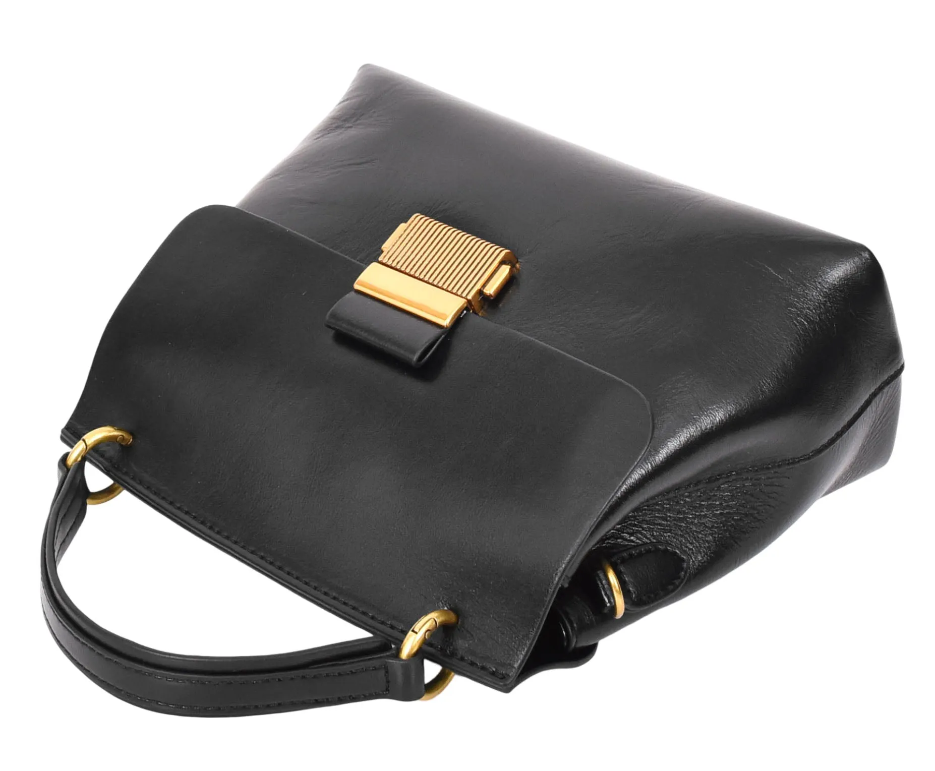 Lucena Women's Small Real Leather Shoulder Handbag Black