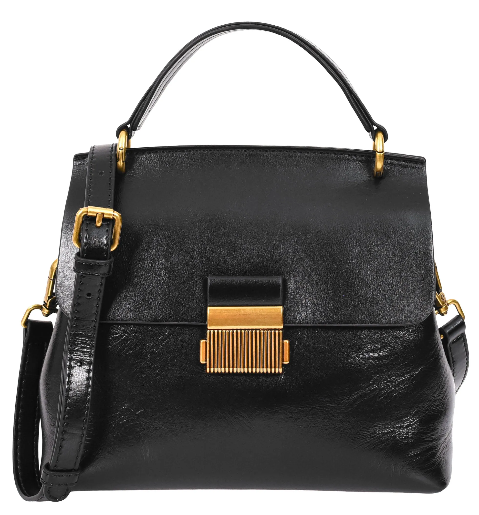 Lucena Women's Small Real Leather Shoulder Handbag Black