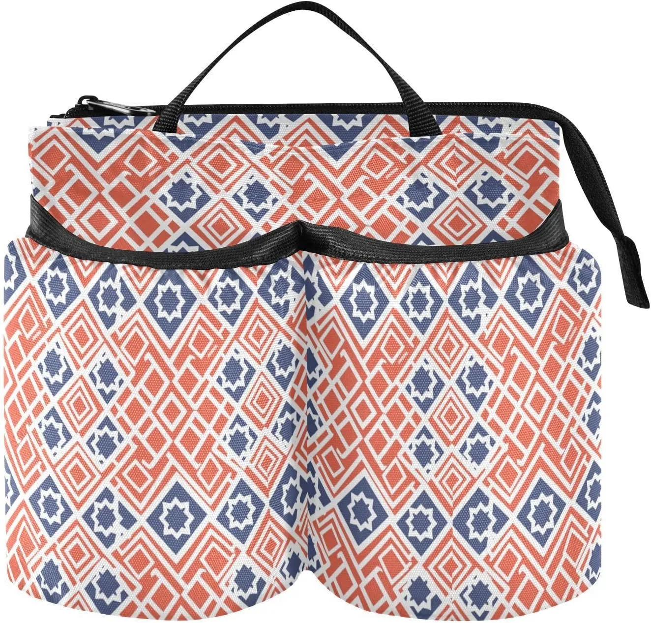 Luggage Cup Holder Travel Multifunctional Flat Geometric Dice Orange Blue Attachment Cup Holder Two Cup Holder for Flight Attendants Businessmen Travelers