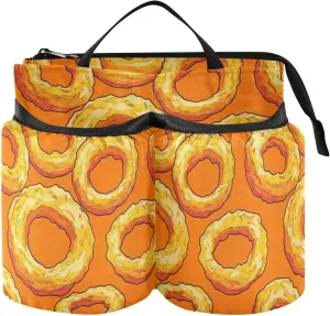 Luggage Cup Holder Travel Portable Yummy Fried Onion Rings Cartoon Yellow Caddy with Handle Travel Accessories Gift Flight Attendants Businessmen Travelers