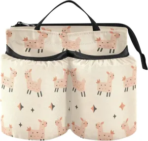 Luggage Travel Cup Holder Cartoon Animal Llama Rosy Beige Coffe Holder Suitcase Hold Two Coffee Mugs for Suitcase Attachemt