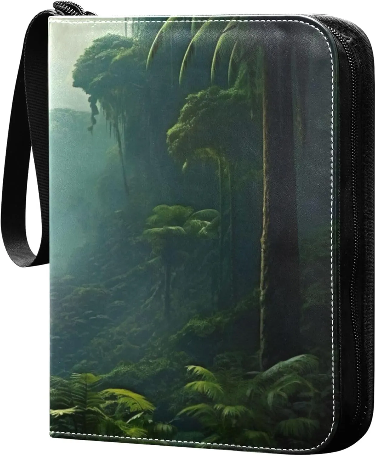 Lush Tropical Forest Card Binder 4 Pocket Collectible Trading Card Albums with 50 Sleeves Double Side PU Waterproof 3 Ring for Sports & Game Cards