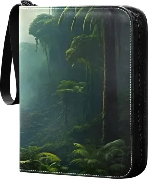 Lush Tropical Forest Card Binder 4 Pocket Collectible Trading Card Albums with 50 Sleeves Double Side PU Waterproof 3 Ring for Sports & Game Cards