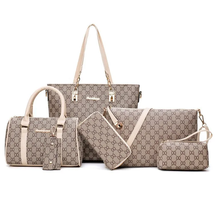 Luxury Handbags Women Bags Designer High Quality Leather Bags Pattern Women's Handbag Shoulder Bag and Crossbody Bag 6 Piece Set