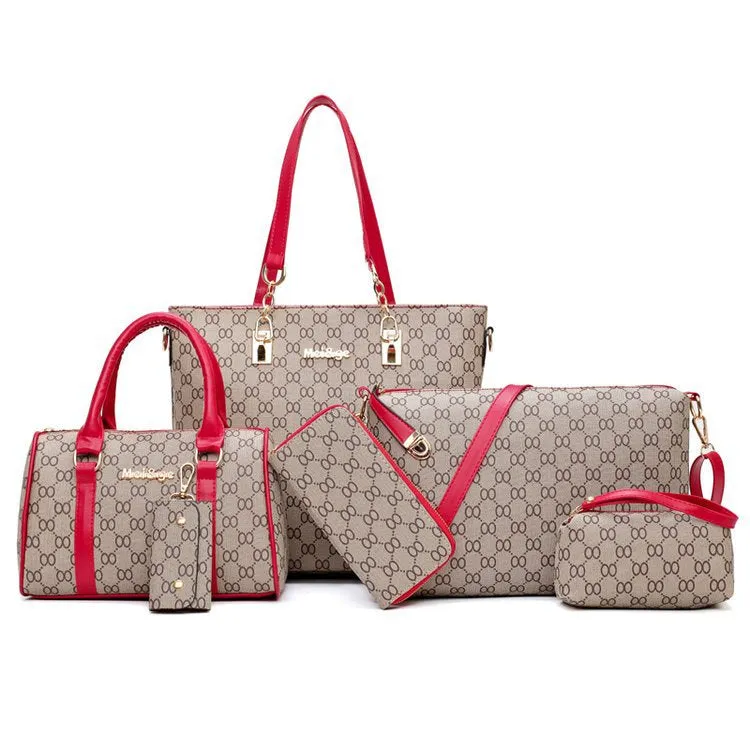 Luxury Handbags Women Bags Designer High Quality Leather Bags Pattern Women's Handbag Shoulder Bag and Crossbody Bag 6 Piece Set