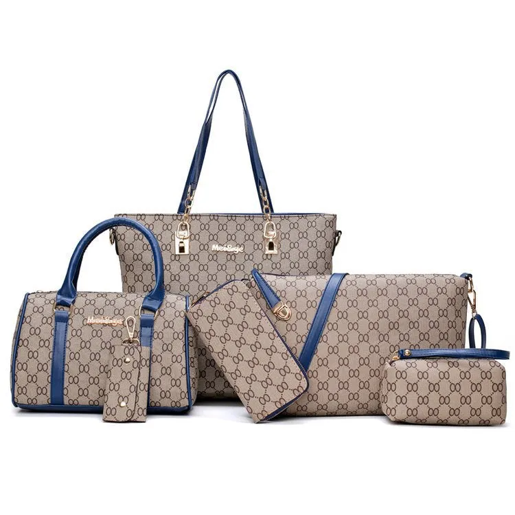 Luxury Handbags Women Bags Designer High Quality Leather Bags Pattern Women's Handbag Shoulder Bag and Crossbody Bag 6 Piece Set
