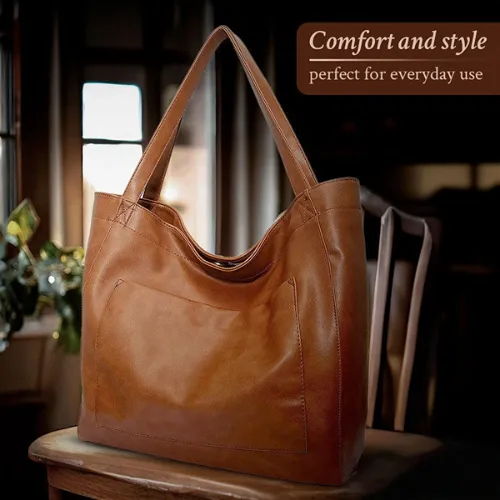 Lyrenza’s Evening Ember | Handcrafted Leather Shoulder Tote