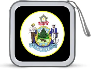 Maine State Emblem 40 Capacity CD Case Holders Wallet Bag Plastic DVD Cases Storage Binder for Car Home Office Travel