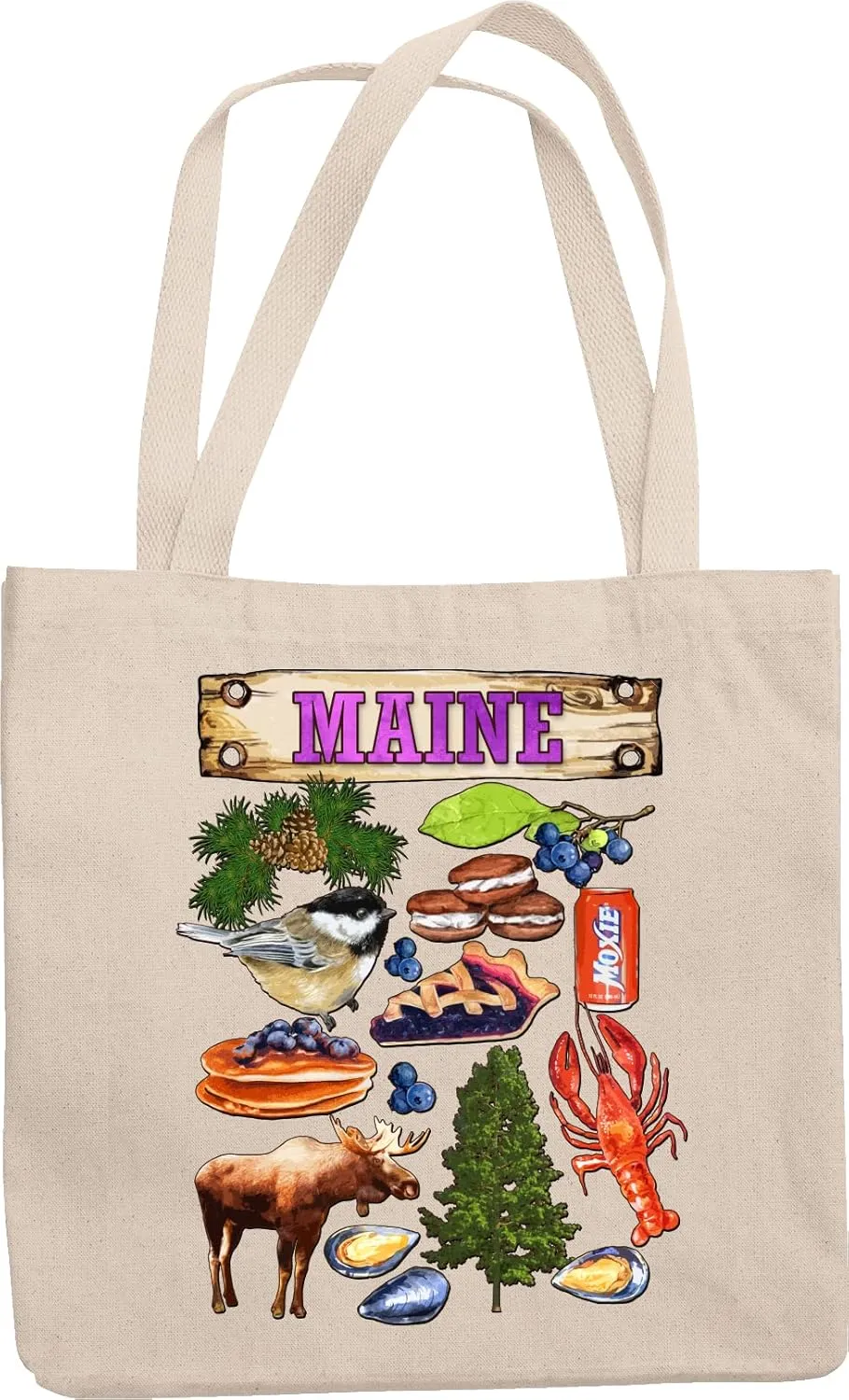 Maine. United States Souvenir Or Any Ocn Reusable Tote Bag For Tourist, Traveler, Man Or Woman Born In Maine, US Citizen, Mom, Dad, Resident And Foreigner