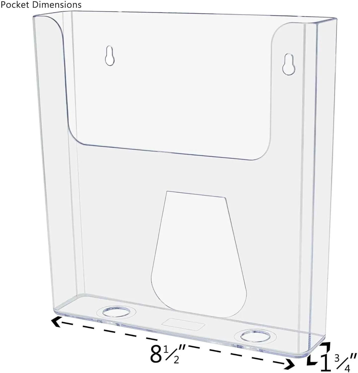 Marketing Holders 4 Pack 8.5" Wide Brochure Magazine Holder Clear Acrylic Single Pocket Catalog Display Rack with Hanging Hardware