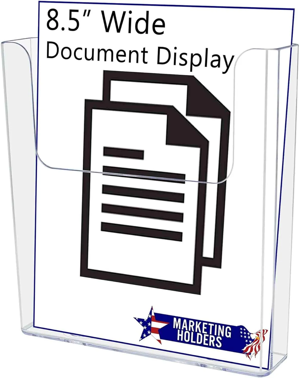 Marketing Holders 4 Pack 8.5" Wide Brochure Magazine Holder Clear Acrylic Single Pocket Catalog Display Rack with Hanging Hardware