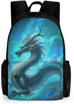 Men Women Lightweight Chinese Dragons Art Backpack Large Capacity Bookbag With Smooth Zippers for Gym Business Running