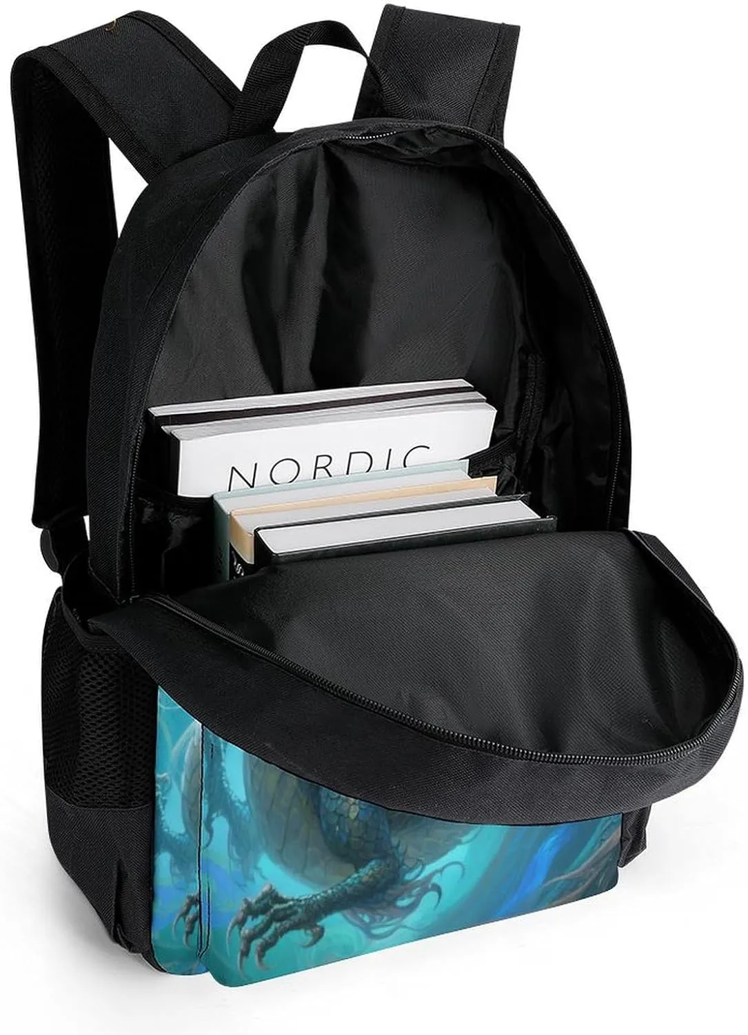 Men Women Lightweight Chinese Dragons Art Backpack Large Capacity Bookbag With Smooth Zippers for Gym Business Running