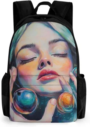 Men Women Lightweight Colorful Woman Eat Galaxy Candy Backpack Large Capacity Carry On Bag With Padded Straps for Sports Work Walking Cycling