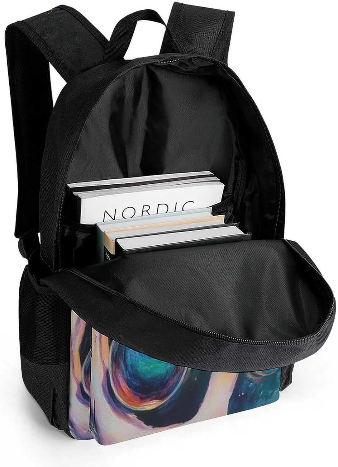 Men Women Lightweight Colorful Woman Eat Galaxy Candy Backpack Large Capacity Carry On Bag With Padded Straps for Sports Work Walking Cycling