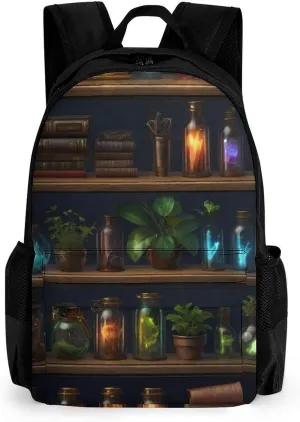 Men Women Lightweight Magic Bookshelf Vintage Style Book Art Backpack Large Capacity Bookbag With Smooth Zippers for Gym Business Running