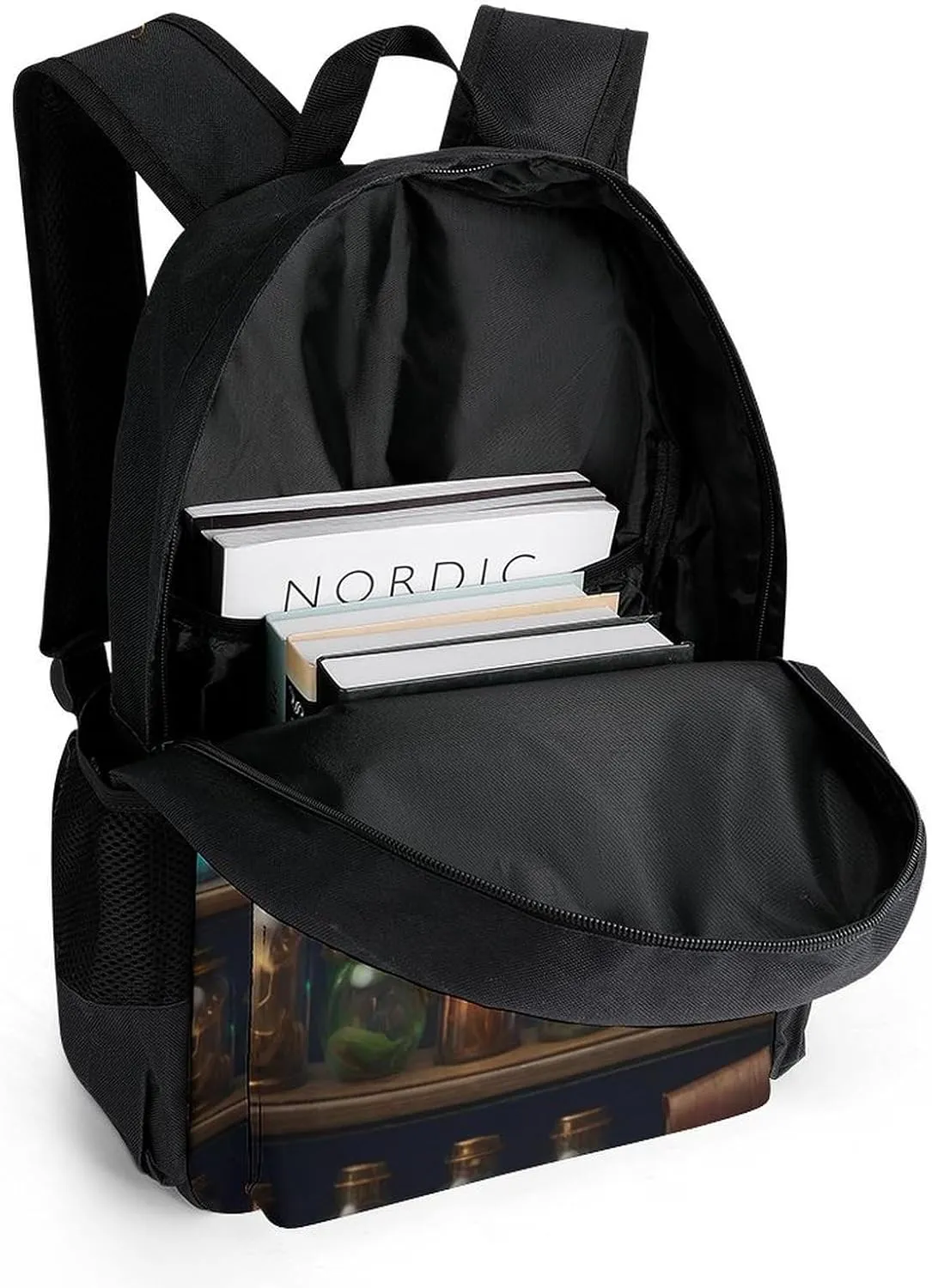Men Women Lightweight Magic Bookshelf Vintage Style Book Art Backpack Large Capacity Bookbag With Smooth Zippers for Gym Business Running