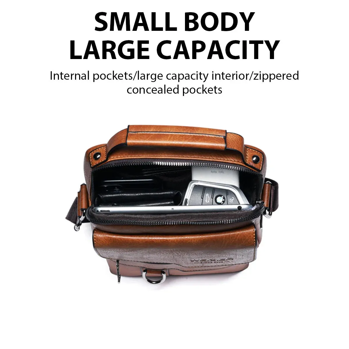 Men's PU Leather Shoulder Bag – 9.7" iPad Crossbody Messenger | Business Travel Flap Bag for Men