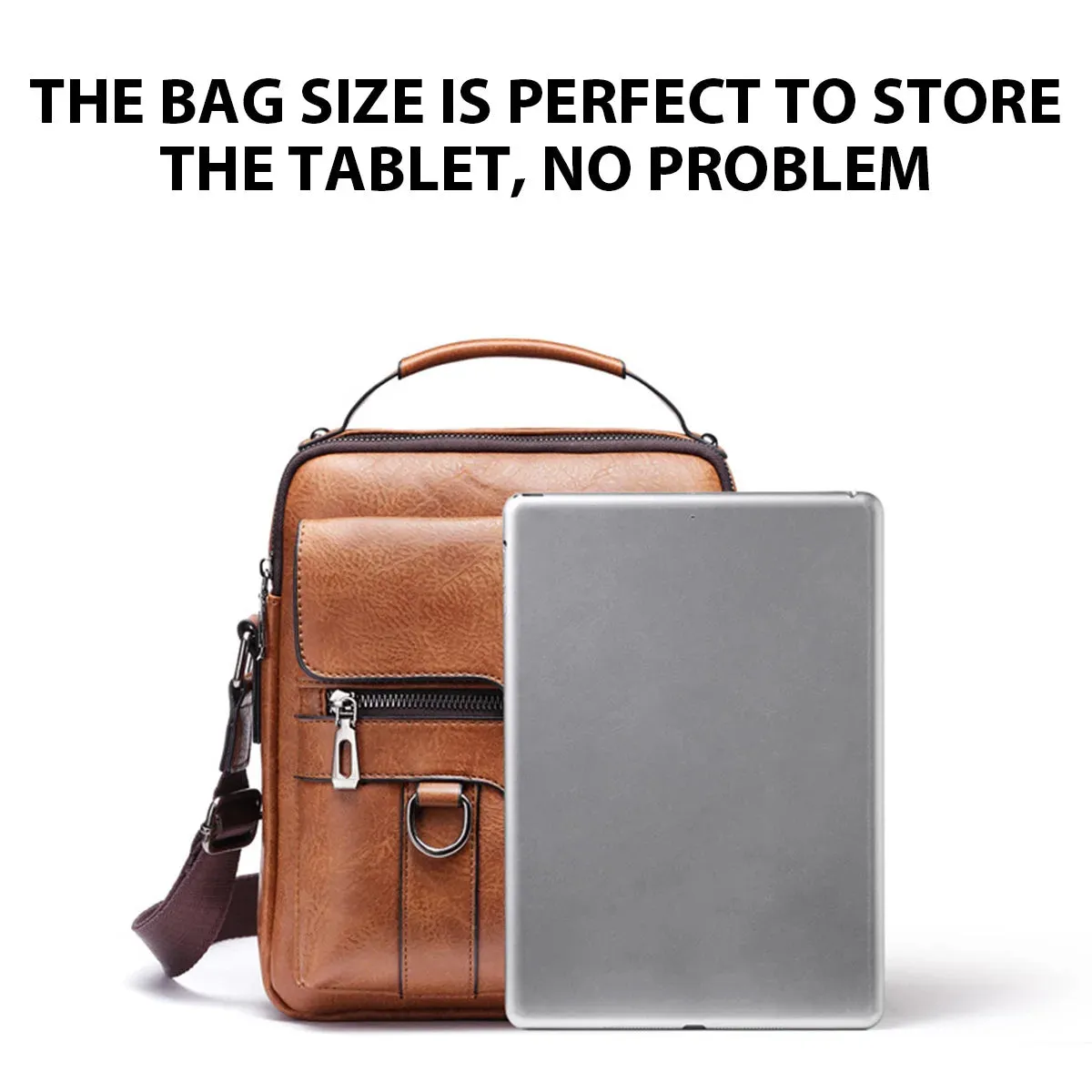 Men's PU Leather Shoulder Bag – 9.7" iPad Crossbody Messenger | Business Travel Flap Bag for Men
