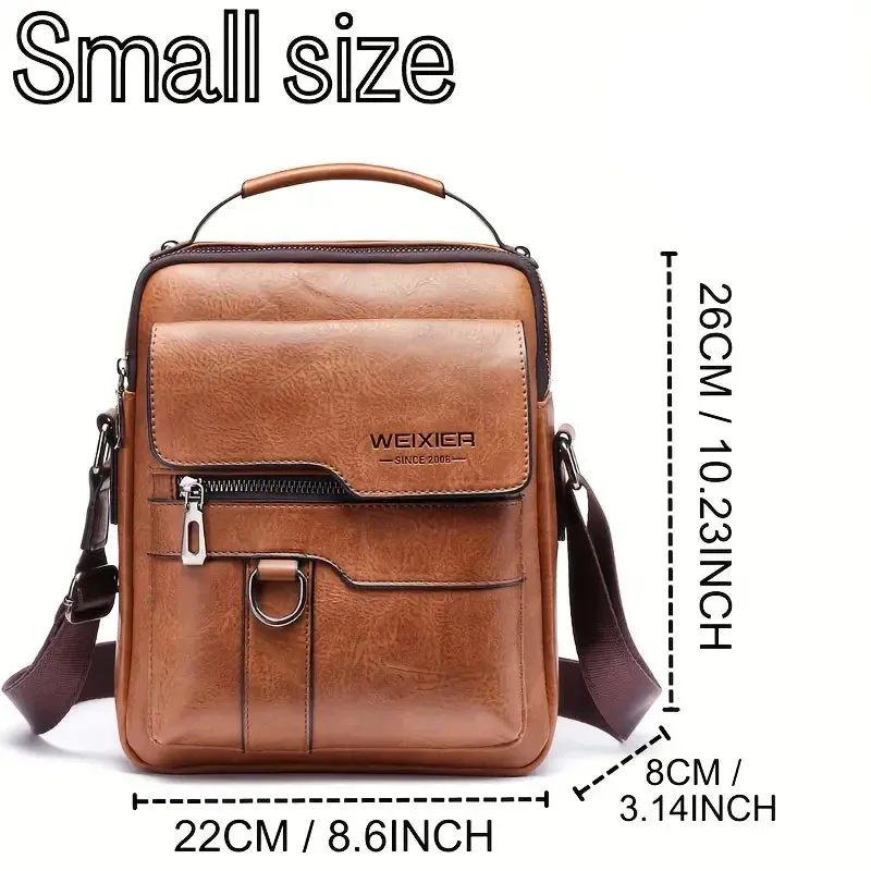 Men's PU Leather Shoulder Bag – 9.7" iPad Crossbody Messenger | Business Travel Flap Bag for Men