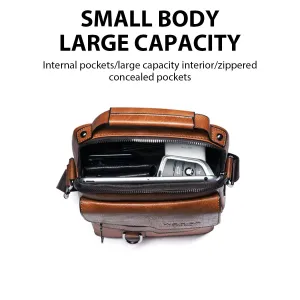 Men's PU Leather Shoulder Bag – 9.7" iPad Crossbody Messenger | Business Travel Flap Bag for Men
