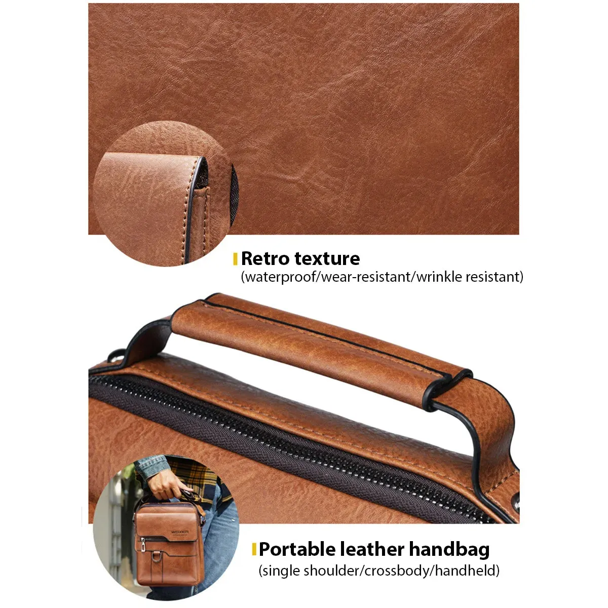 Men's PU Leather Shoulder Bag – 9.7" iPad Crossbody Messenger | Business Travel Flap Bag for Men