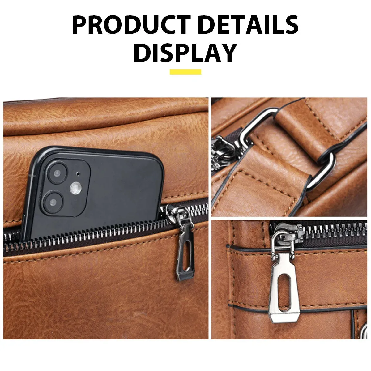 Men's PU Leather Shoulder Bag – 9.7" iPad Crossbody Messenger | Business Travel Flap Bag for Men