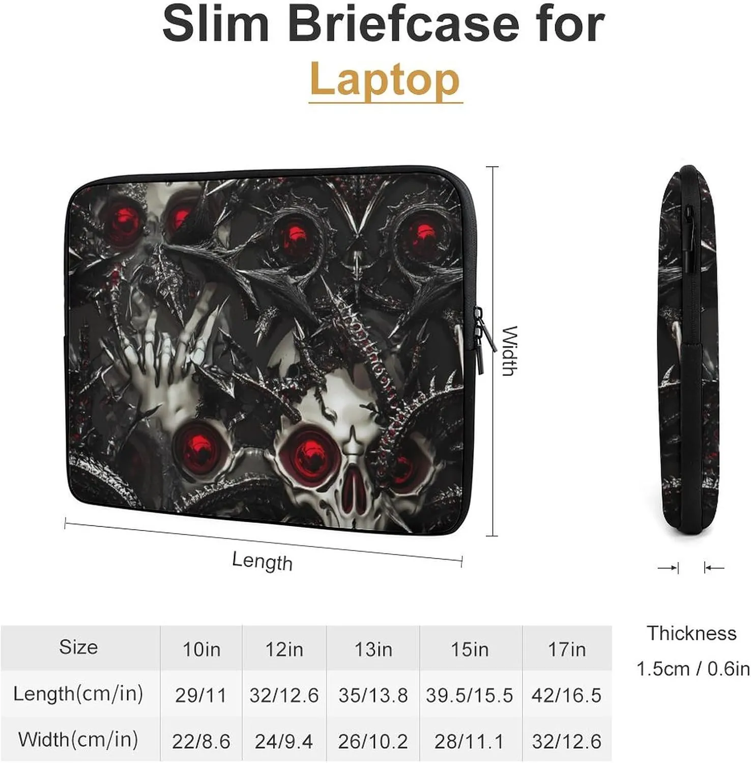 Metal Skull Death Thorns Fashion Laptop Sleeve Bag Computer Carrying Case for Business Office Travel