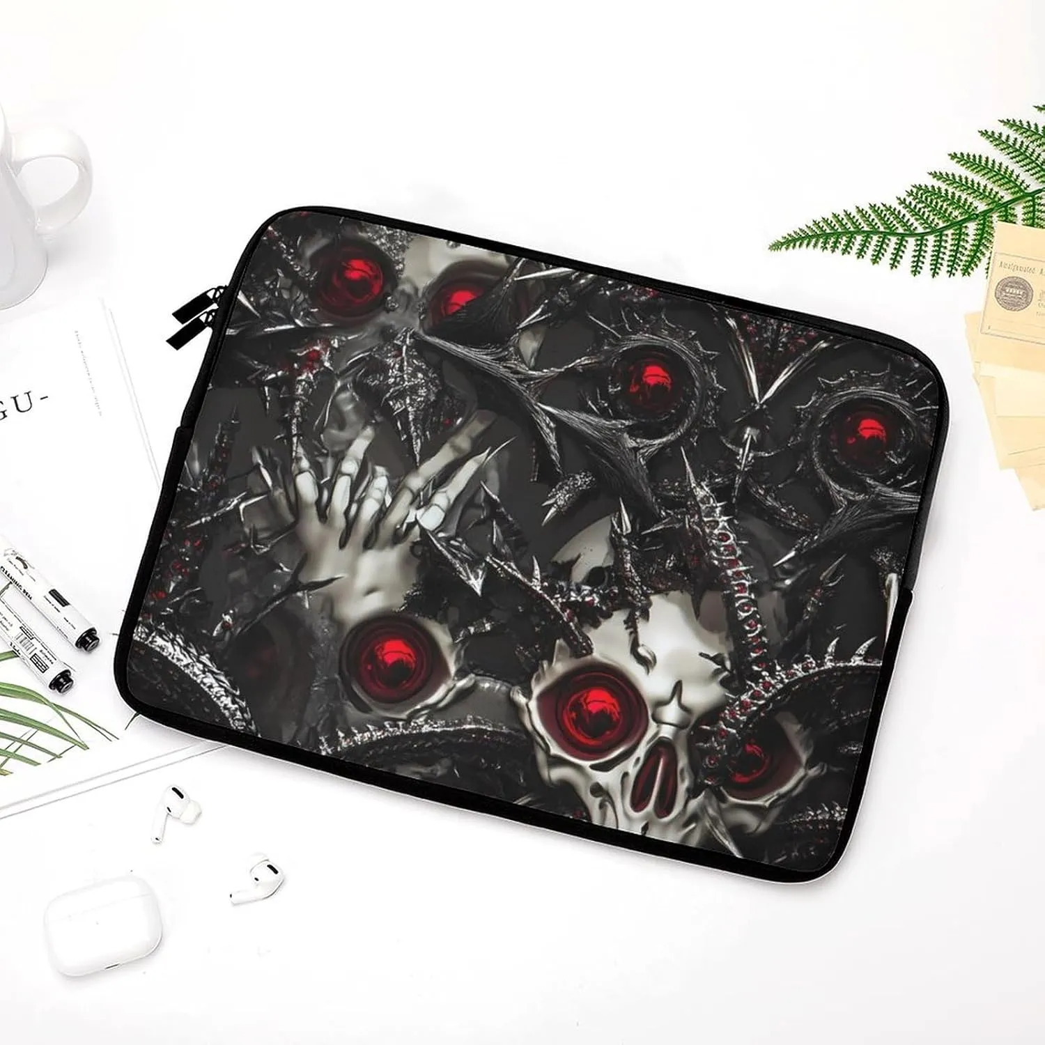 Metal Skull Death Thorns Fashion Laptop Sleeve Bag Computer Carrying Case for Business Office Travel