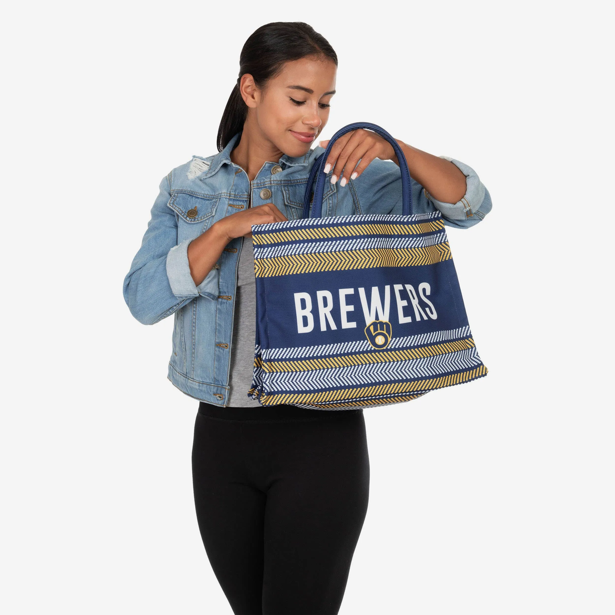 Milwaukee Brewers Stitch Pattern Canvas Tote Bag