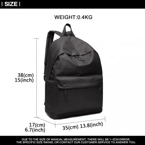 Miss Lulu Large Plain Unisex Backpack