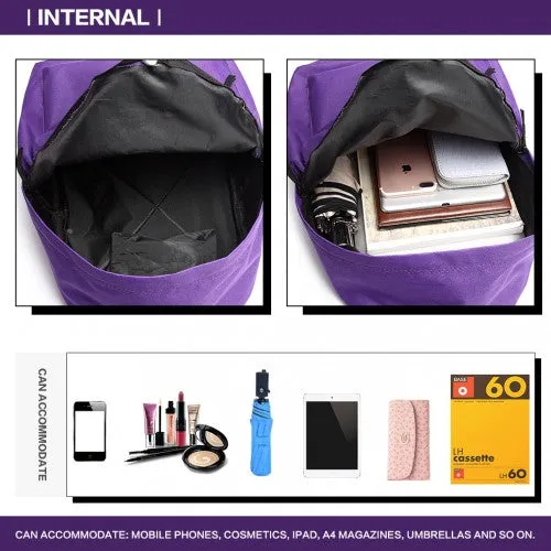 Miss Lulu Large Plain Unisex Backpack